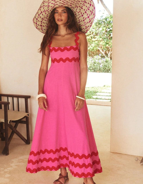 Load image into Gallery viewer, Contrast Trim Square Neck Wide Strap Dress
