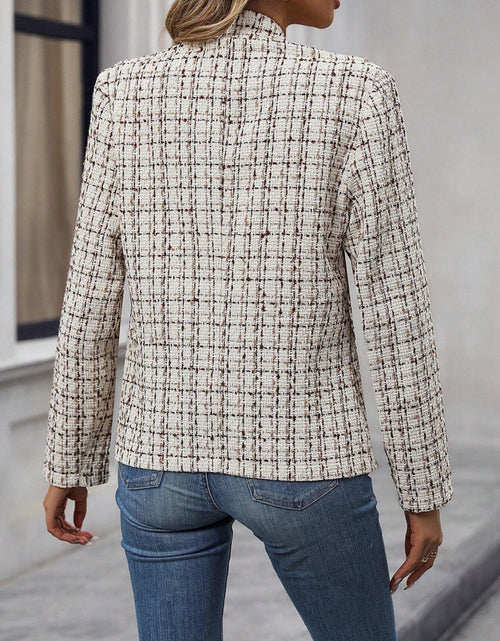 Load image into Gallery viewer, Plaid Open Front Long Sleeve Jacket
