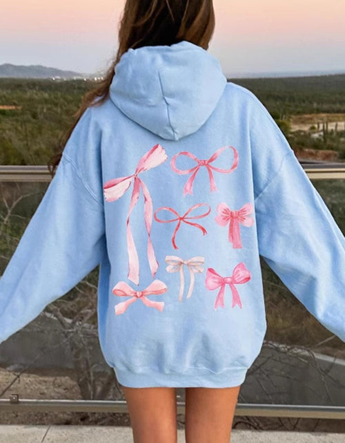 Load image into Gallery viewer, Bow Print Long Sleeve Hoodie
