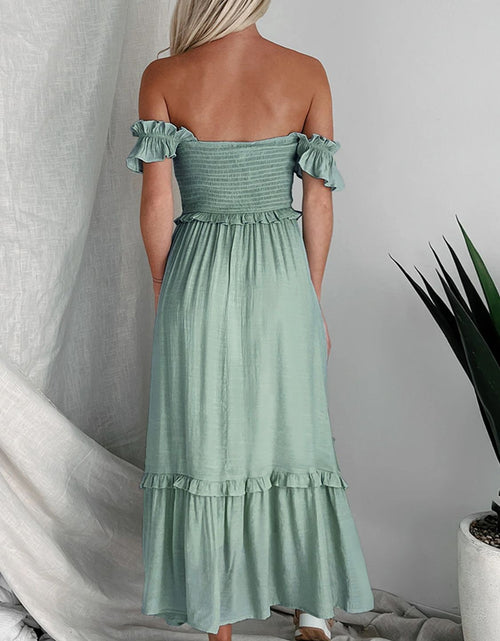 Load image into Gallery viewer, Perfee Frill Smocked Off-Shoulder Ruffle Sleeve Dress
