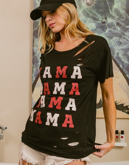 Load image into Gallery viewer, BiBi MAMA Graphic Distressed Short Sleeve T-Shirt
