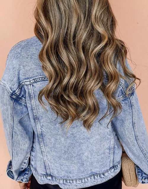 Load image into Gallery viewer, Pocketed Button Up Dropped Shoulder Denim Jacket
