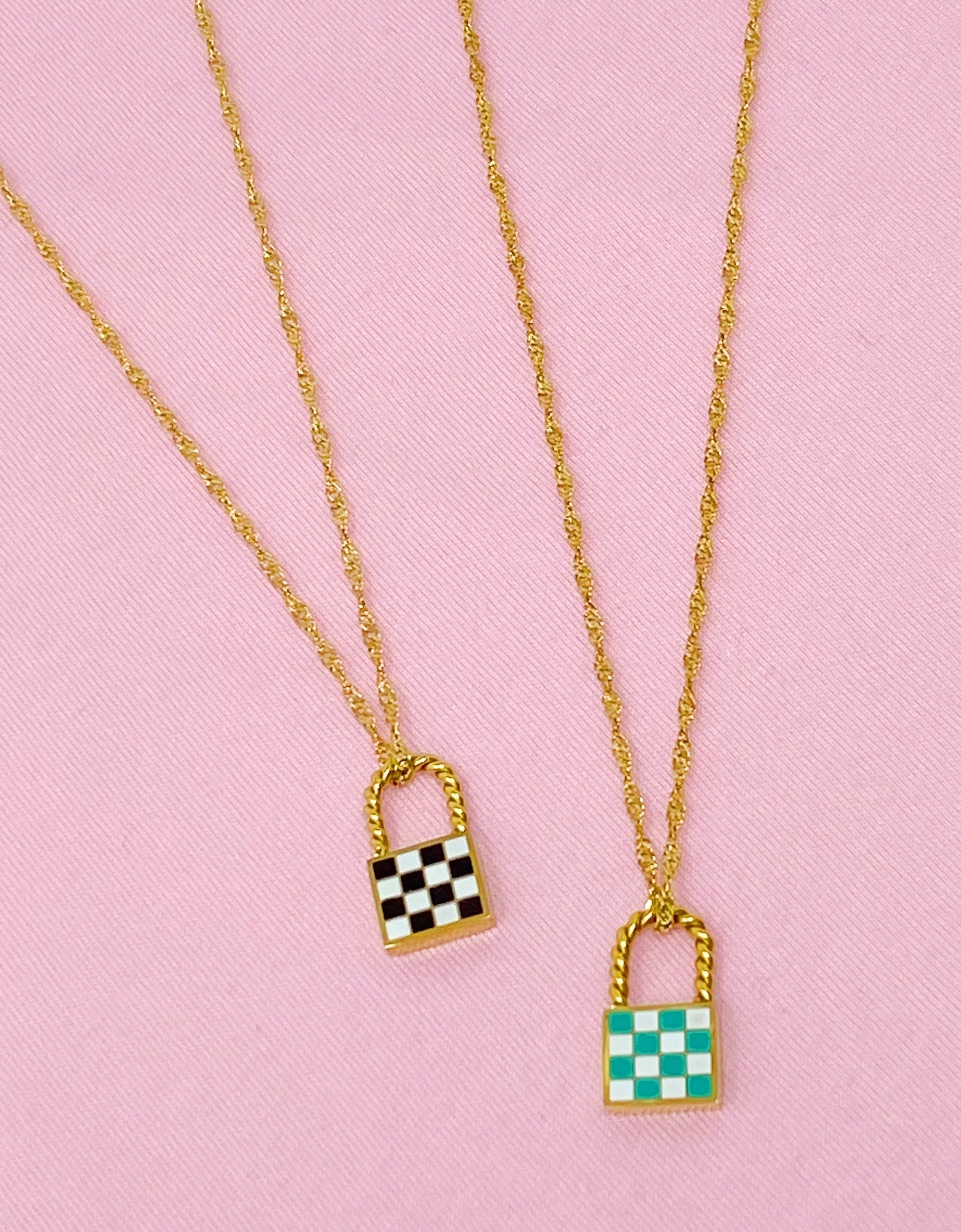 Checkered Locket Necklace by Ellisonyoung.com