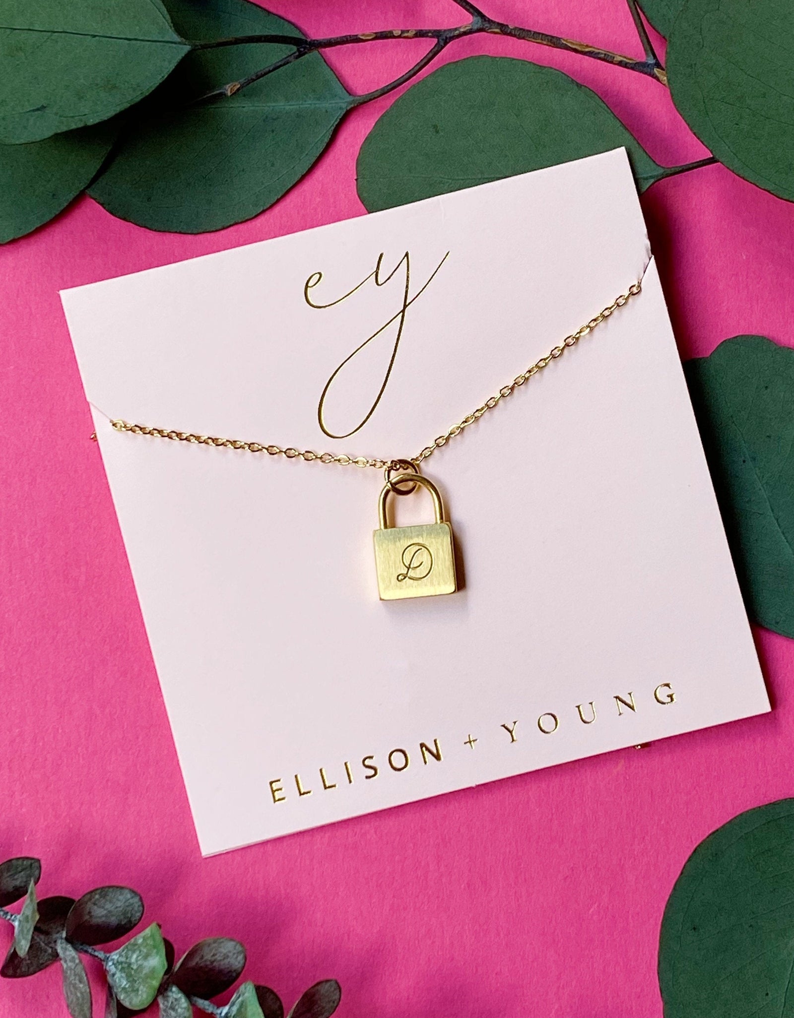 Scripted Notes Locket Initial Necklace by Ellisonyoung.com