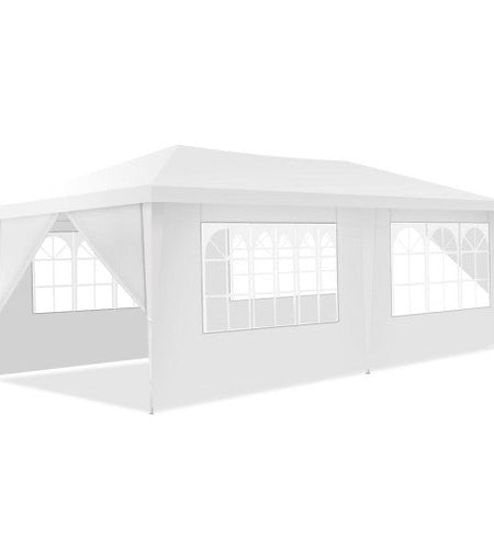 10 x 20 Feet 6 Sidewalls Canopy Tent with Carry Bag-White
