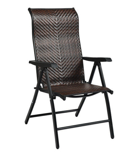Patio Rattan Folding Chair with Armrest