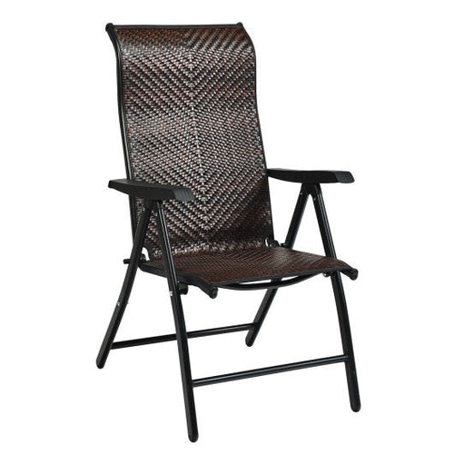 Load image into Gallery viewer, Patio Rattan Folding Chair with Armrest
