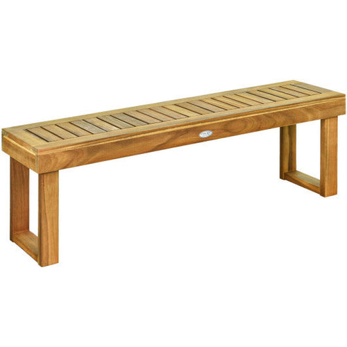 Load image into Gallery viewer, 52 Inch Acacia Wood Dining Bench with Slatted Seat
