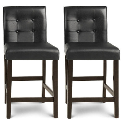 Load image into Gallery viewer, Set of 2 PVC Leather Bar Stools with Solid Wood Legs
