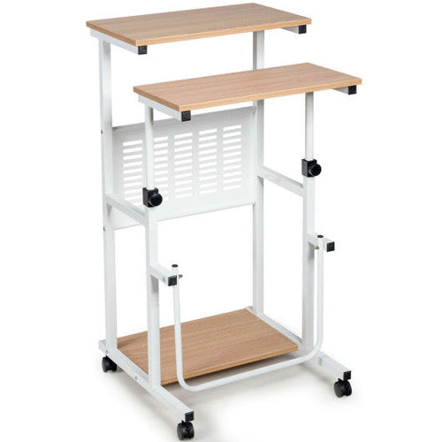 Load image into Gallery viewer, Height Adjustable Mobile Computer Stand-Up Desk with 2 Modes
