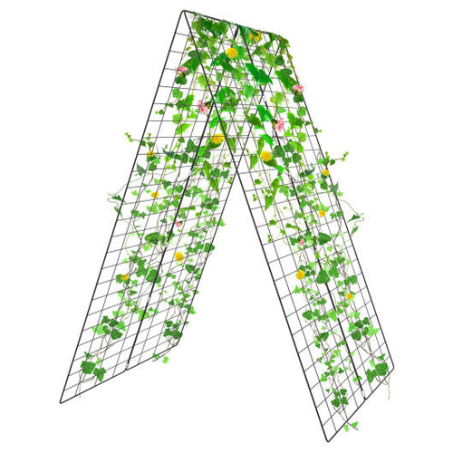 Load image into Gallery viewer, 2 Pieces Foldable A-Frame Trellis Plant Supports with Twist Ties-Green
