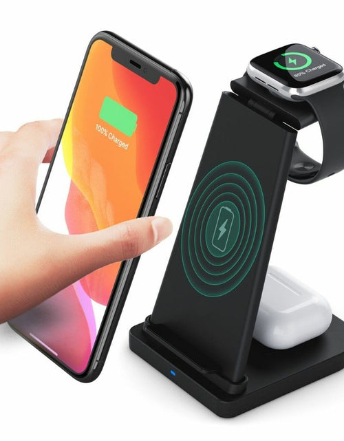 Load image into Gallery viewer, 3-in-1 Fast Wireless Charging Stand for Phones, Apple Watch &amp; AirPods by Infinite Basics
