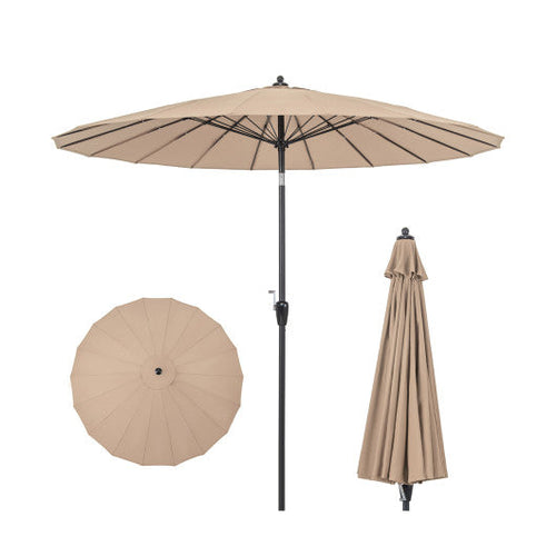 Load image into Gallery viewer, 9 Feet Round Patio Umbrella with 18 Fiberglass Ribs-Tan
