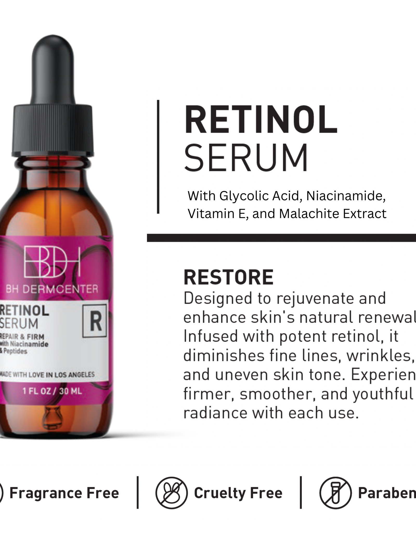 BH Dermcenter Age Defense Trio Anti-Aging Serum Set for Face and Eyes - Vitamin C, Retinol, Hyaluronic Acid Face Serum for Men and Women - 30ml Each - Paraben Free, Cruelty Free by  Los Angeles Brands