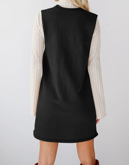 Load image into Gallery viewer, Lovelet Pocketed V-Neck Mini Sweater Overall Dress
