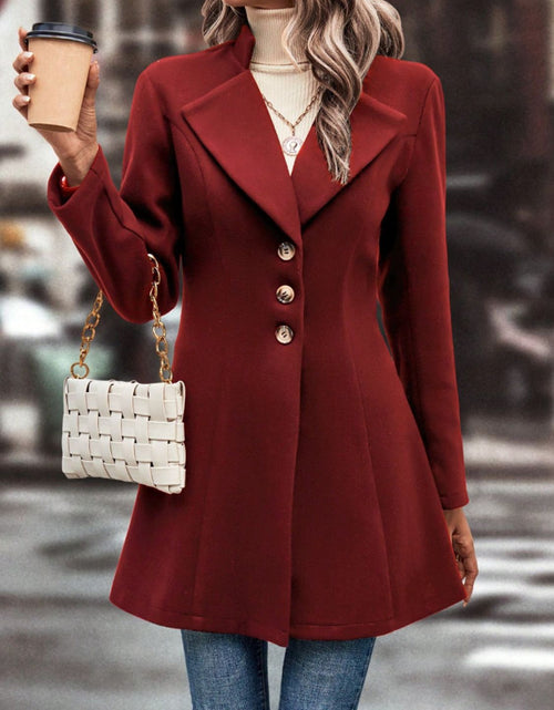 Load image into Gallery viewer, Collared Neck Button Up Long Sleeve Coat
