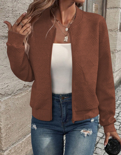 Load image into Gallery viewer, Textured Zip Up Long Sleeve Jacket
