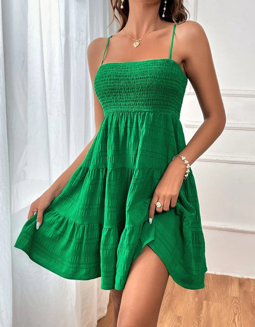 Load image into Gallery viewer, Smocked Tiered Sleeveless Mini Dress
