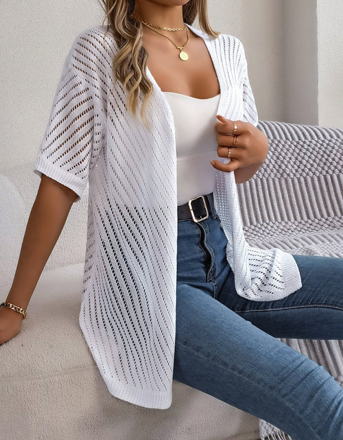 Load image into Gallery viewer, Openwork Open Front Half Sleeve Cardigan
