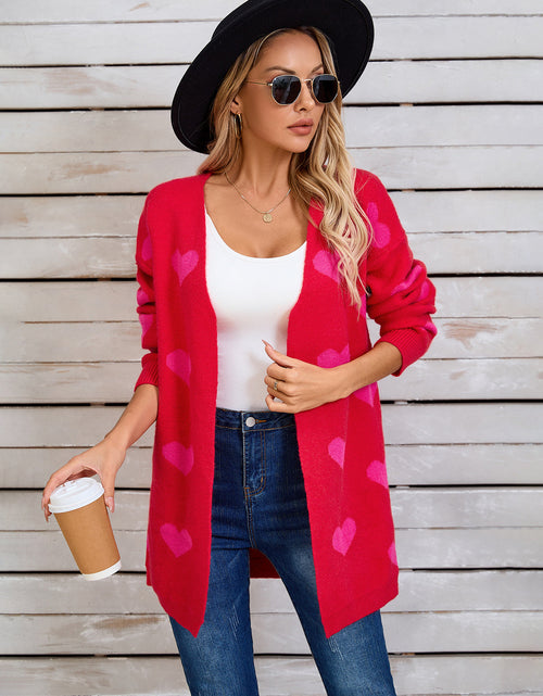 Load image into Gallery viewer, Angel Wings Heart Open Front Long Sleeve Cardigan
