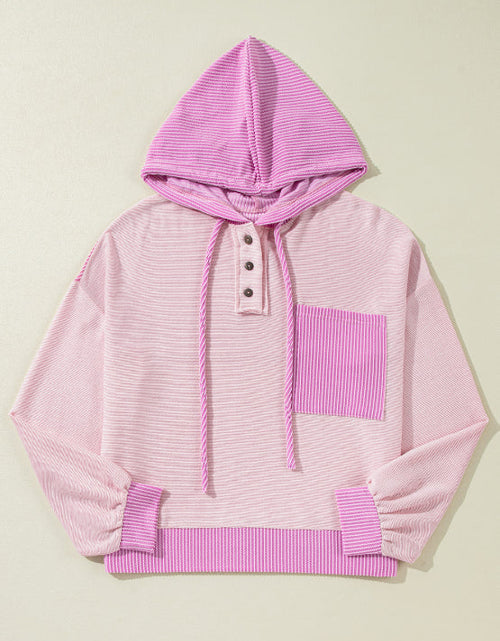 Load image into Gallery viewer, Corded Color Block Drawstring Hoodie
