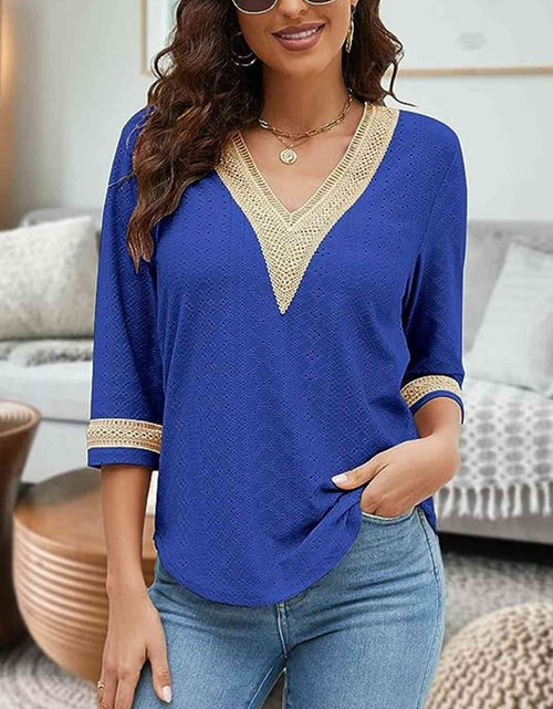 Load image into Gallery viewer, V-Neck Eyelet Blouse
