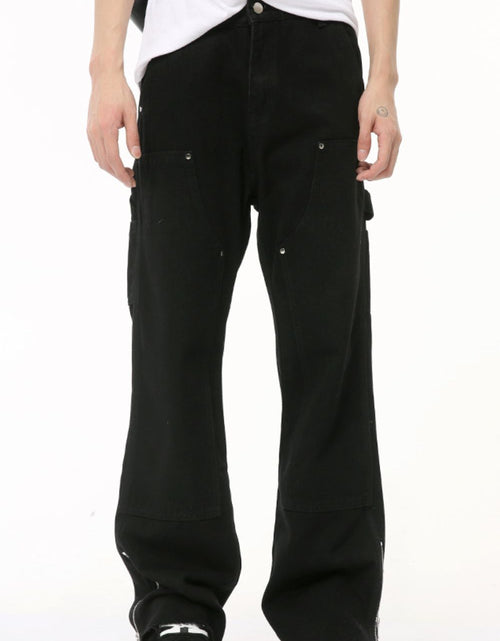 Load image into Gallery viewer, Men's Raw Hem Bootcut Jeans with Zip-Up Sides
