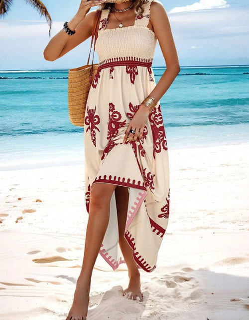 Load image into Gallery viewer, Smocked Printed Wide Strap Maxi Dress
