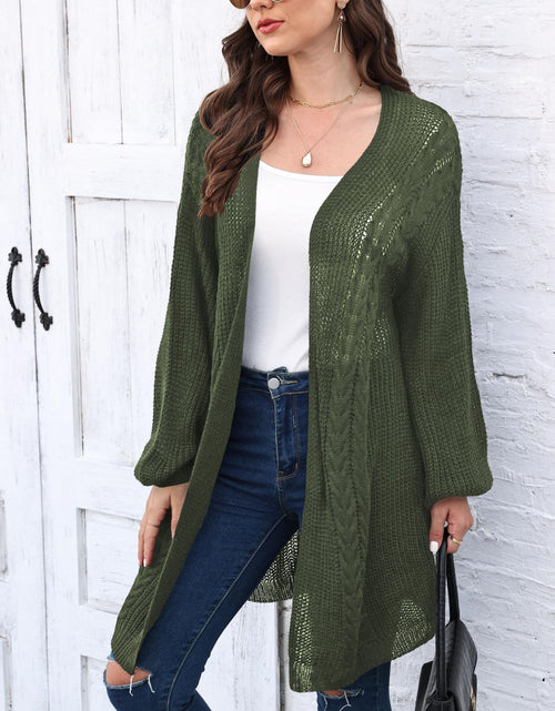 Load image into Gallery viewer, Cable-Knit Open Front Long Sleeve Cardigan
