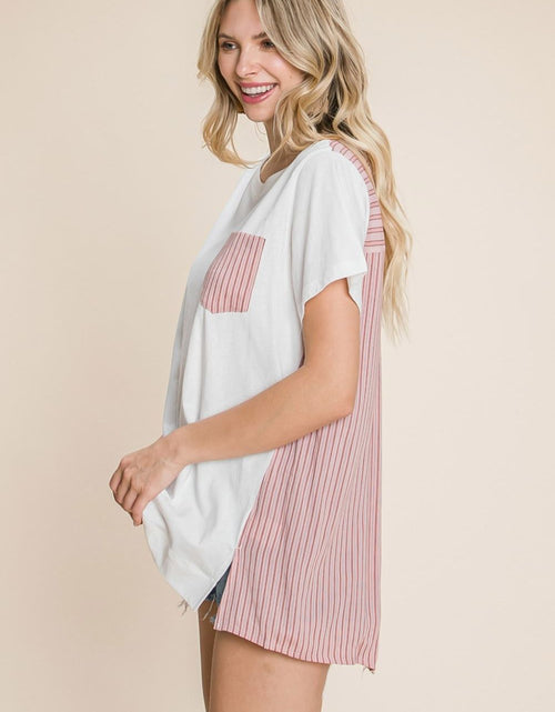 Load image into Gallery viewer, Cotton Bleu by Nu Label Contrast Striped Short Sleeve T-Shirt
