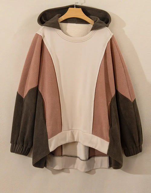 Load image into Gallery viewer, Plus Size Color Block Long Sleeve Hoodie
