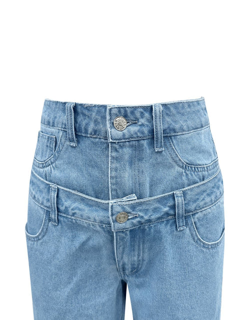 Load image into Gallery viewer, Faux Layered High Waist Jeans
