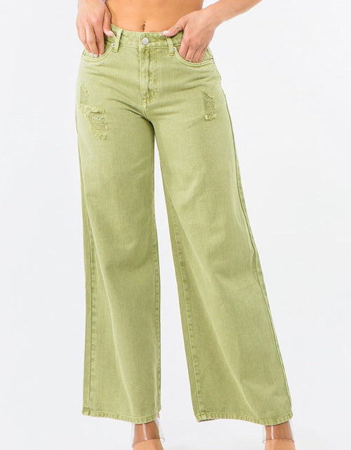Load image into Gallery viewer, American Bazi High Waist Distressed Wide Leg Jeans
