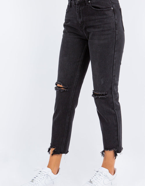 Load image into Gallery viewer, American Bazi High Waist Distressed Cropped Straight Jeans
