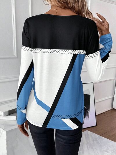 Load image into Gallery viewer, Contrast Round Neck Long Sleeve T-Shirt
