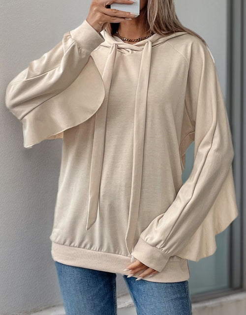 Load image into Gallery viewer, Perfee Drawstring Ruffled Long Sleeve Hoodie
