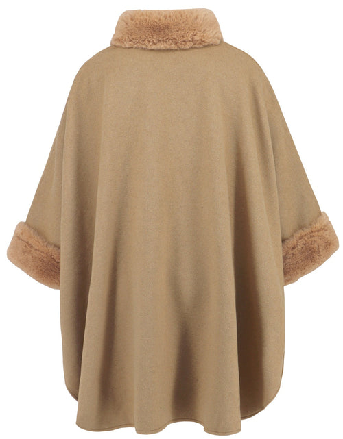Load image into Gallery viewer, Fuzzy Trim Long Sleeve Poncho
