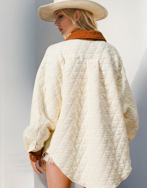 Load image into Gallery viewer, Double Take Full Size Contrast Button Up Quilted Shacket
