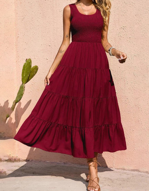 Load image into Gallery viewer, Tiered Smocked Wide Strap Dress
