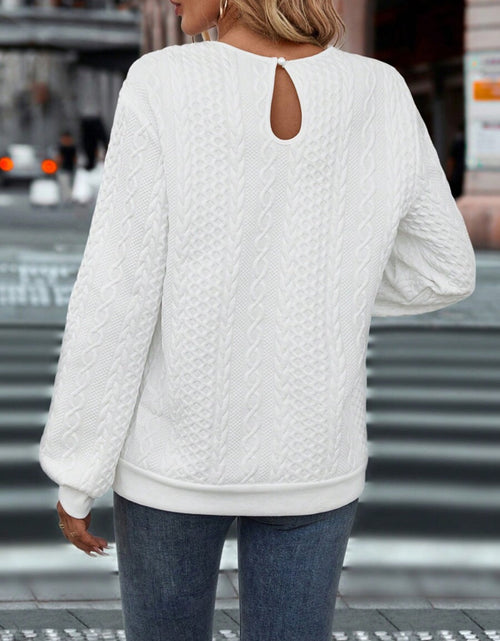 Load image into Gallery viewer, Lace Detail Round Neck Long Sleeve Top
