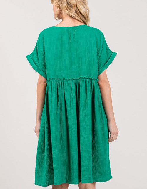 Load image into Gallery viewer, SAGE + FIG Full Size Button Up Short Sleeve Dress
