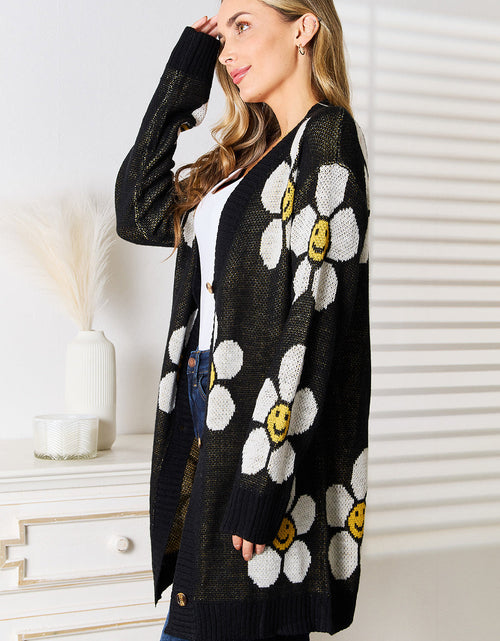 Load image into Gallery viewer, Perfee Floral Button Down Longline Cardigan
