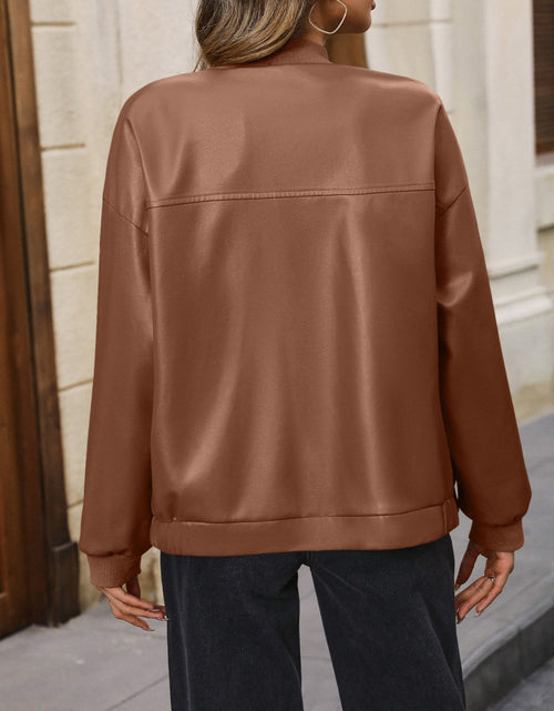 Load image into Gallery viewer, Ivy Lane Zip Up Baseball Collar Dropped Shoulder Jacket
