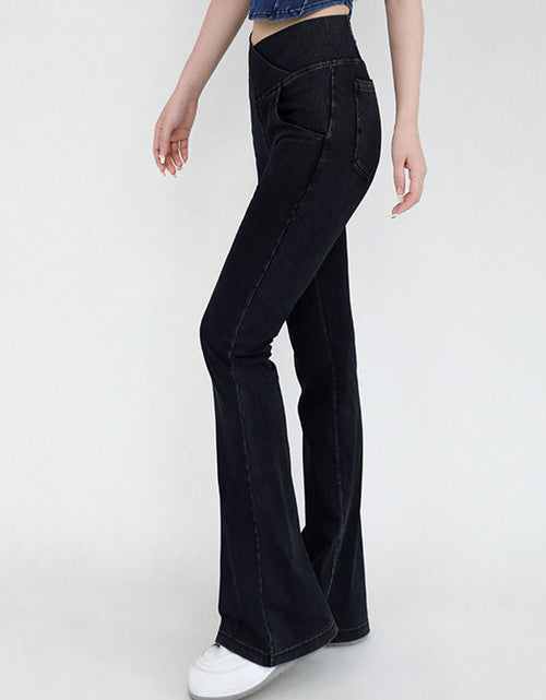 Load image into Gallery viewer, Wide Waistband Bootcut Jeans with Pockets
