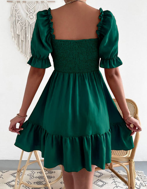 Load image into Gallery viewer, Smocked Square Neck Short Sleeve Dress
