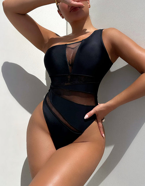 Load image into Gallery viewer, One-Shoulder Sleeveless One-Piece Swimsuit
