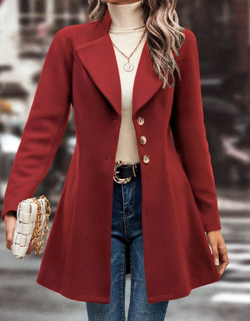 Load image into Gallery viewer, Collared Neck Button Up Long Sleeve Coat
