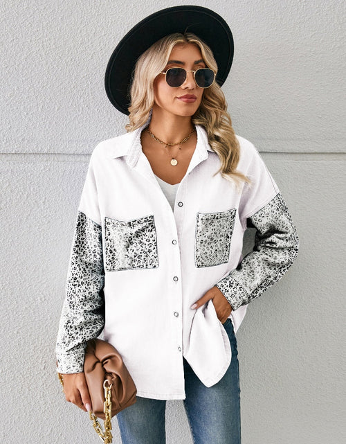Load image into Gallery viewer, Leopard Button Up Denim Jacket
