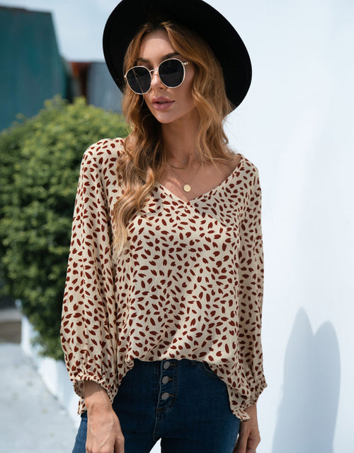 Load image into Gallery viewer, Printed V-Neck Balloon Sleeve Blouse
