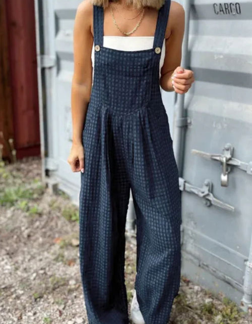 Load image into Gallery viewer, Plaid Wide Strap Wide Leg Overalls
